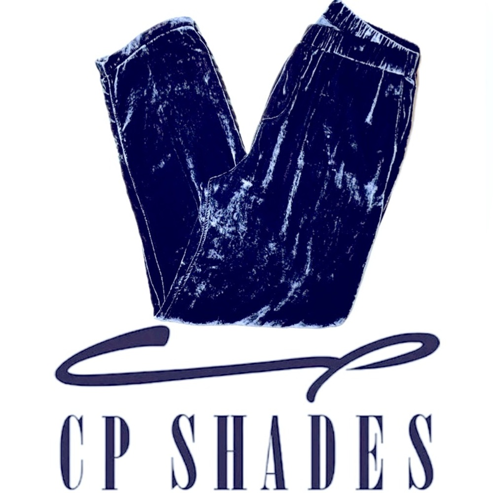 CP SHADES | Silk Blend Velvet Straight Leg Elastic Waist Pull On Pants Trousers